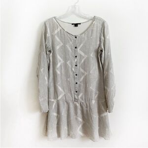 Theyskens' Theory dress white black dots chevron mini drop waist buttons